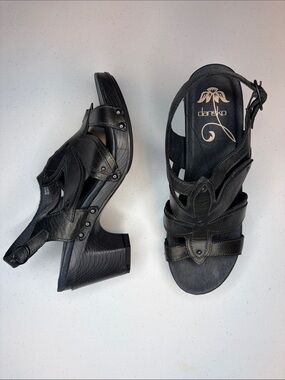 Dansko Nina Leather Slingback Sandals Graphite Size 40 Like New